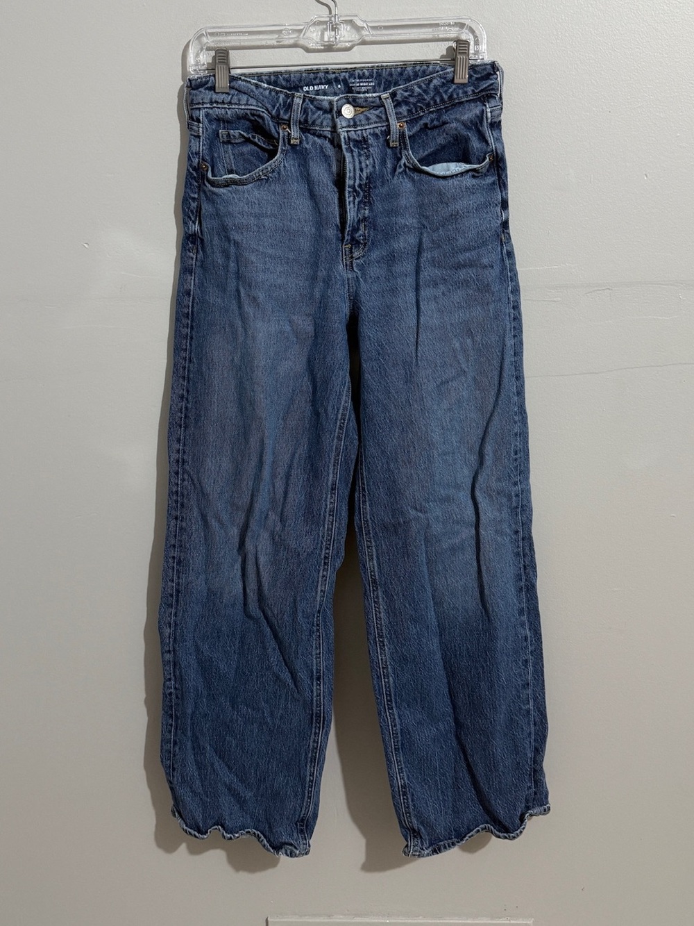 Old Navy Sky Hi Wide Leg Jeans Womens 8 High Rise Medium Wash Relaxed Denim